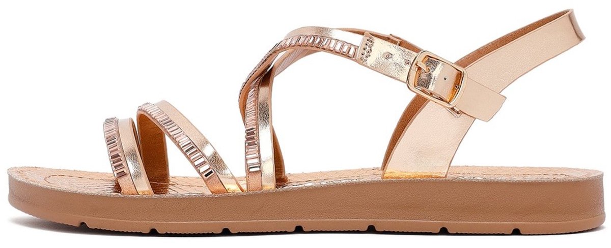 DERIMOD Platform Sandals Faux Leather Platform Sandals