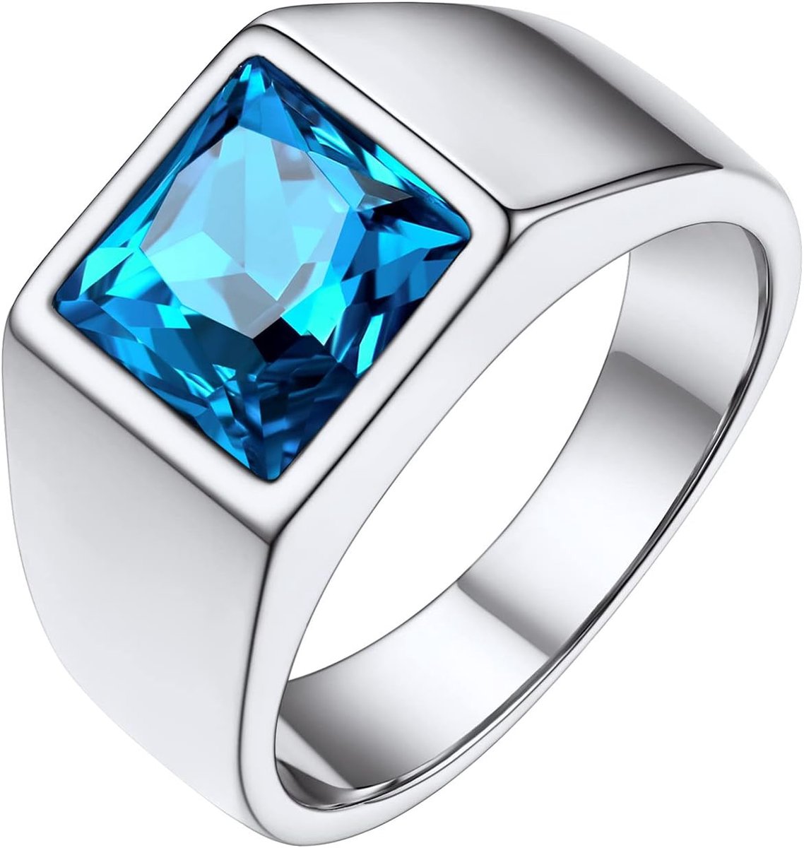 Roestvrij staal, zwart/blauw, zegelringen voor mannen, 8 mm, 15 mm