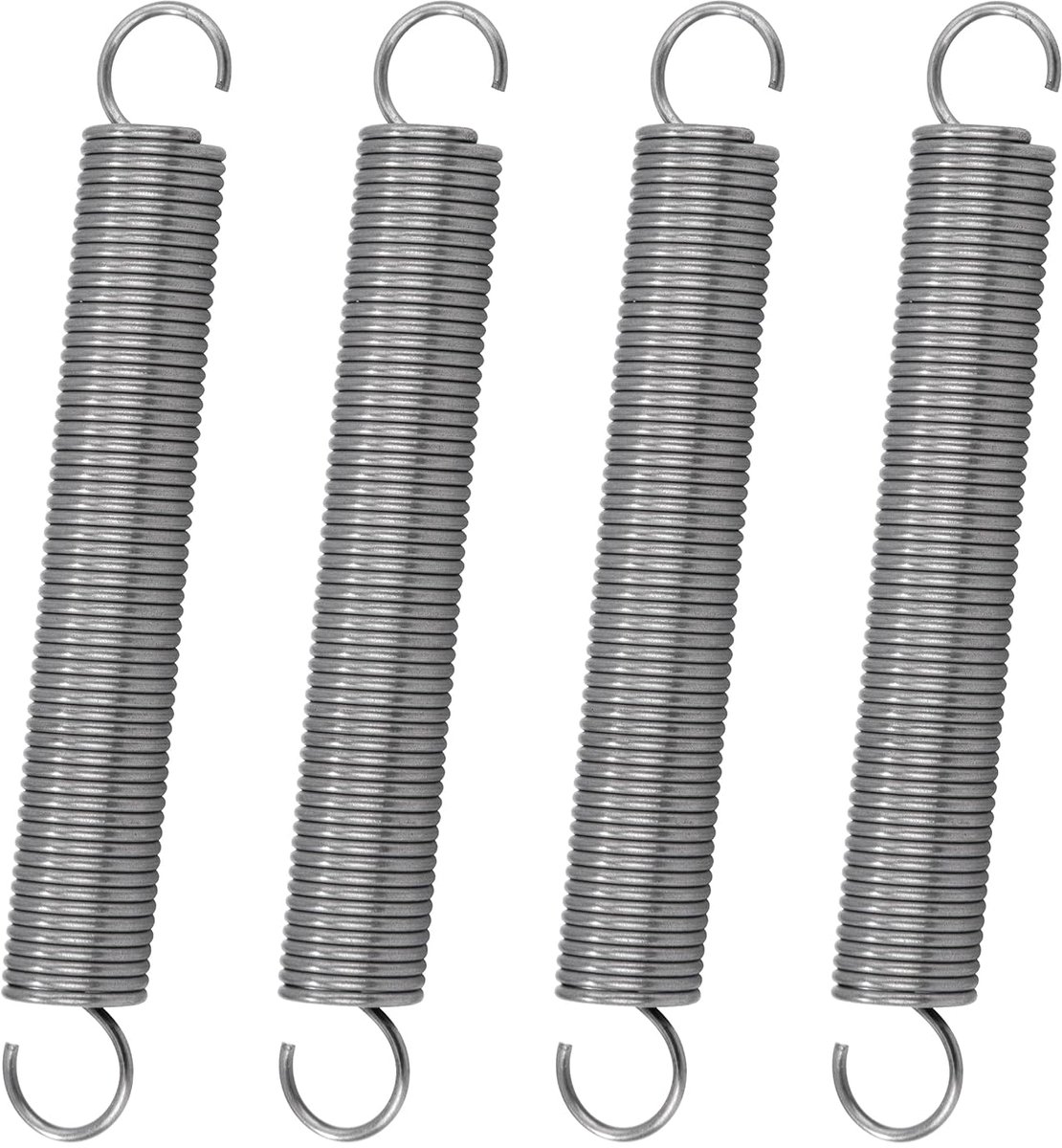 Verlengveren, 90 mm, trekveren met haken, roestvrijstalen veer, buitendiameter 12 mm, draaddiameter 1,2 mm, veerkracht 3,2 kg, 4 stuks