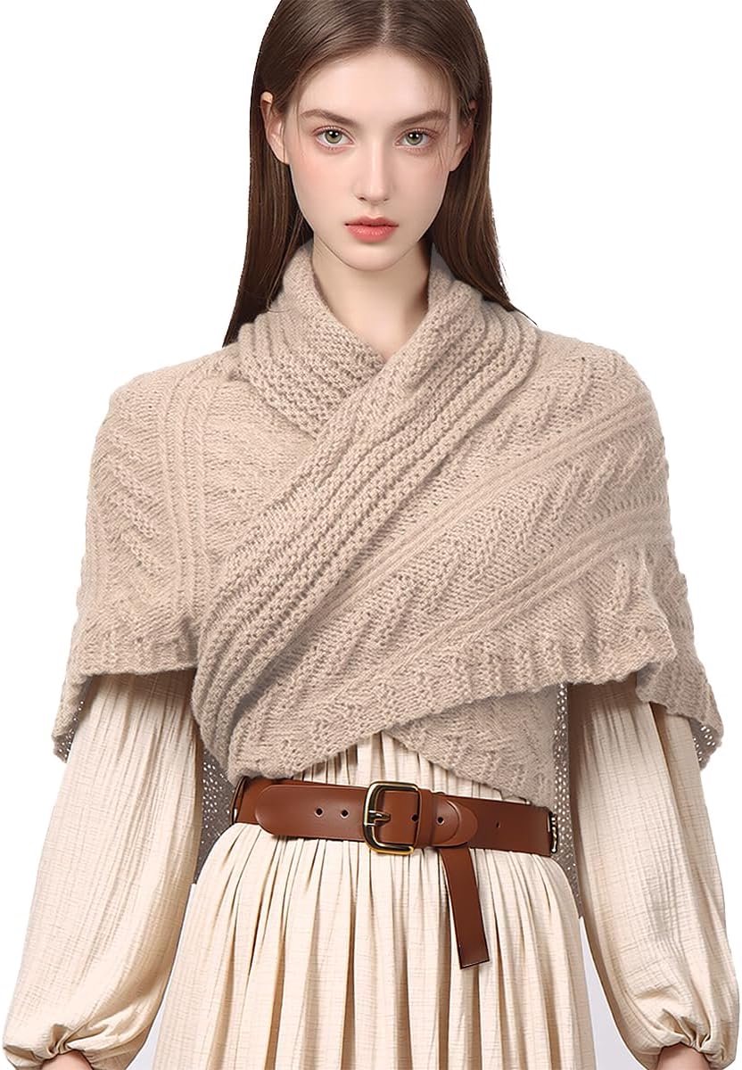Vrouwen Winter Warme Sjaal Middeleeuwse Vintage Gebreide Cosy Wrap