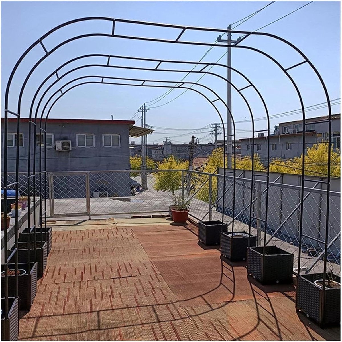 Tuinboog Klimplanten - Pergola Arch Rozen - Decoratieve Entree - Gegalvaniseerd Stalen Frame - 300/350 cm Breed - Zwart