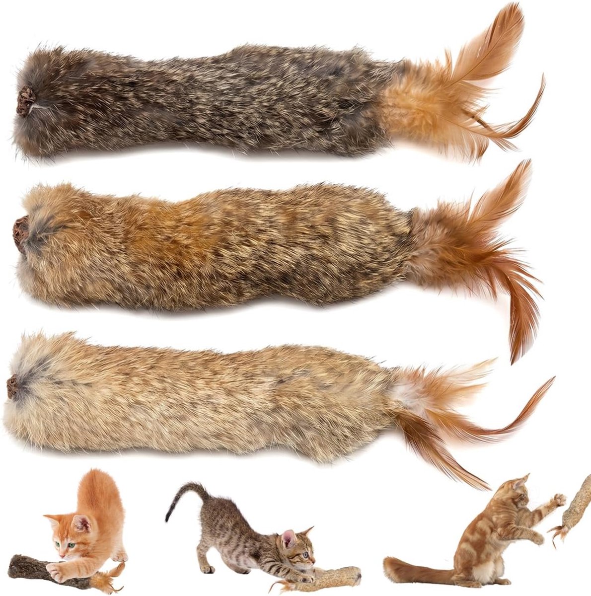 3 stuks, 23 cm, kattenkruidspeelgoed, kauwspeelgoed voor katten | Katten voor pluche zelfbezigheid, veerspeelgoed met galvrucht voor binnen, stressvermindering