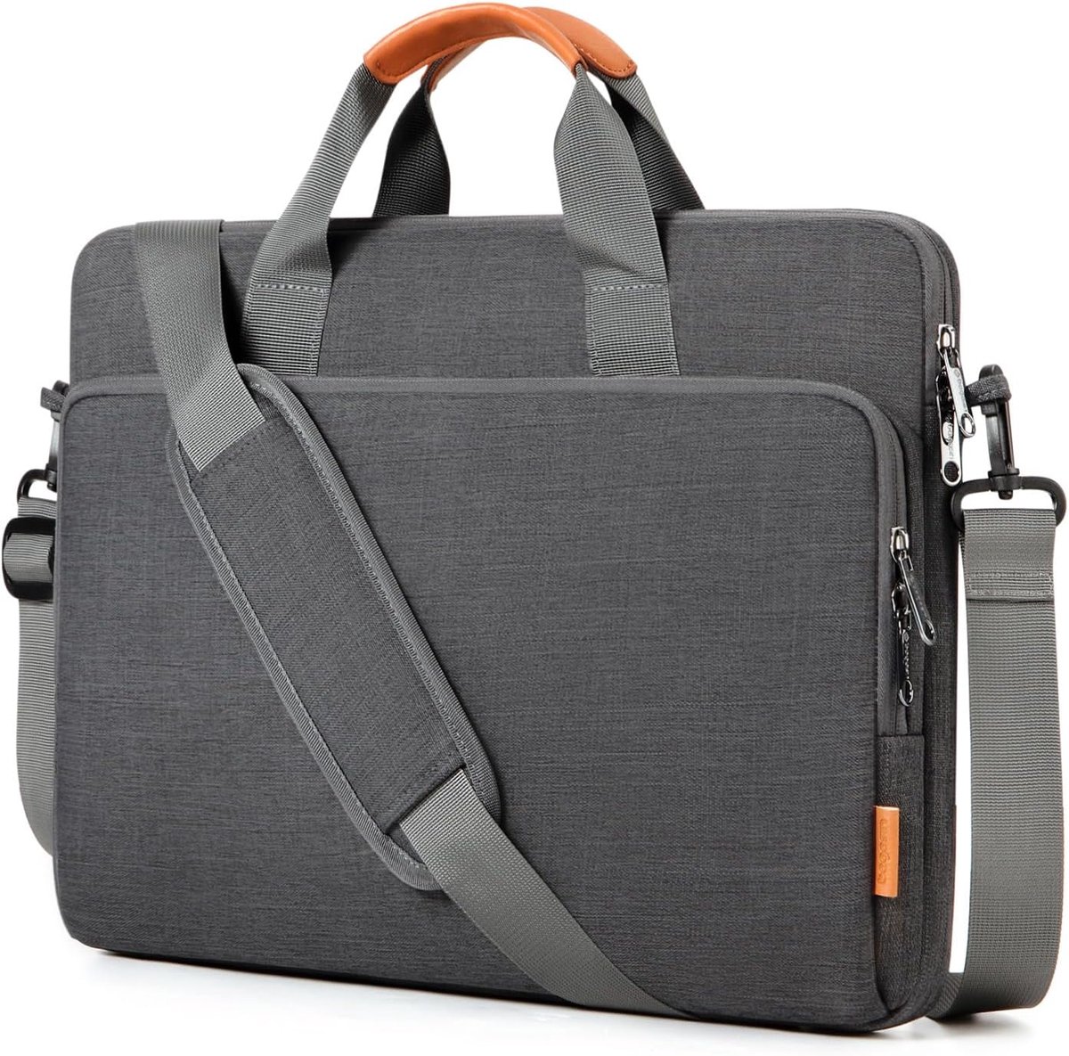 Ulisem - 15.6-16.2 Inch Laptops Schoudertas - Waterdichte Stoffen Attachekoffer - Lichtgewicht Toplading - Zakelijk Casual Of School - Grijs