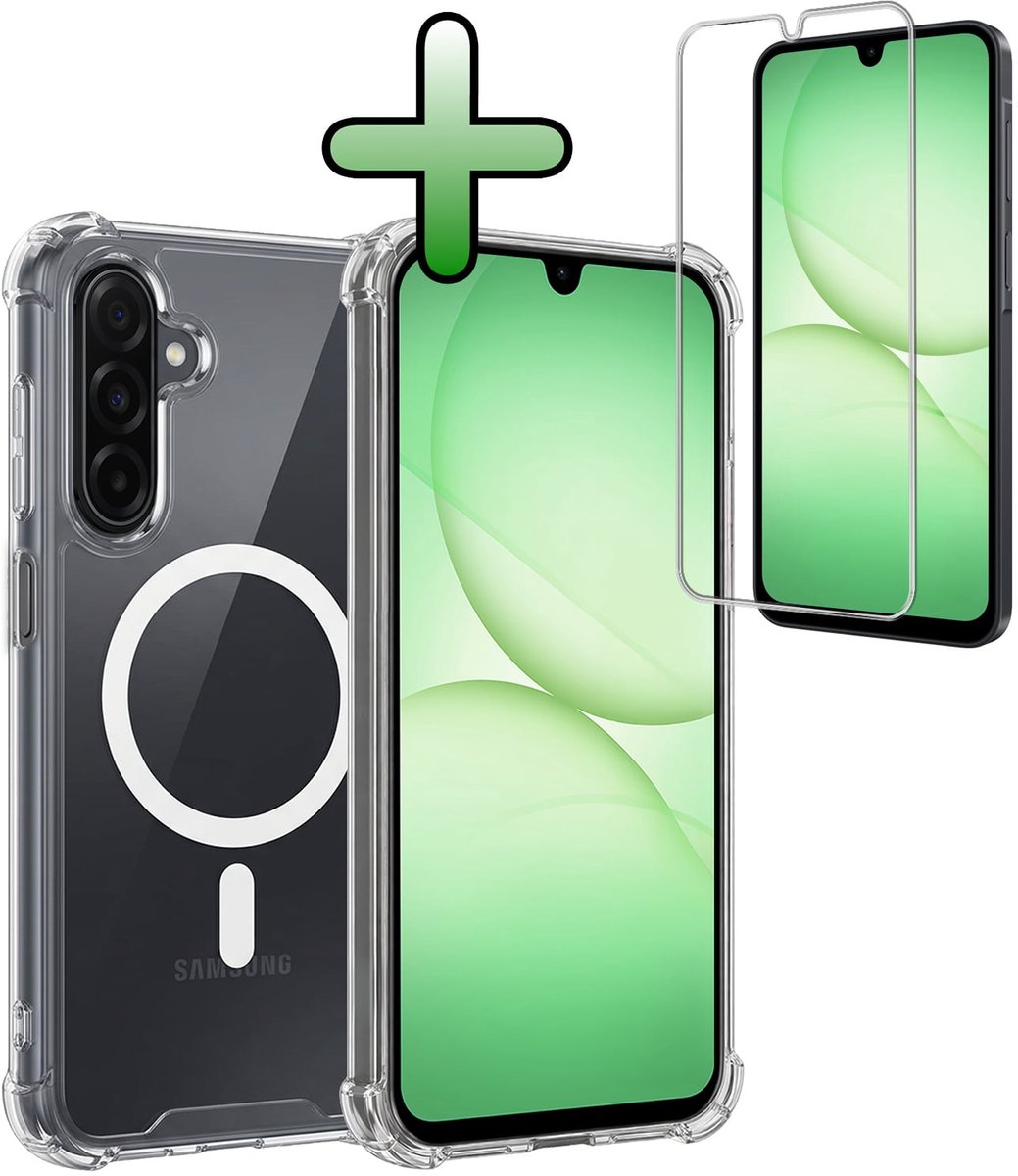 Hoesje Met Screenprotector - Geschikt voor Samsung Galaxy A17 - Magsafe Compatible - Sterk & Shockproof - Back Cover - Shock Proof Case - Telefoon Hoes - Transparant