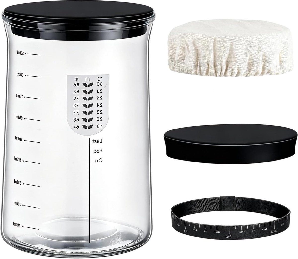 Zuurdesem Starter Pot - Fermentatiepot Deegrijsbak - Brood Bakken - Heldere Voortgangscontrole - 25L x 15B cm - Transparant