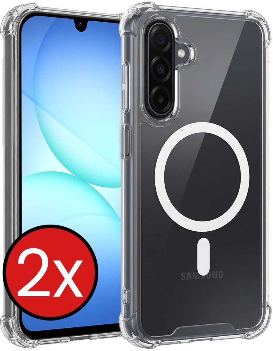 Hoesje - 2 Stuks - Geschikt voor Samsung Galaxy A17 - Magsafe Compatible - Sterk & Shockproof - Shock Proof Case - Back Cover - Telefoon Hoes - Telefoonhoes - Transparant