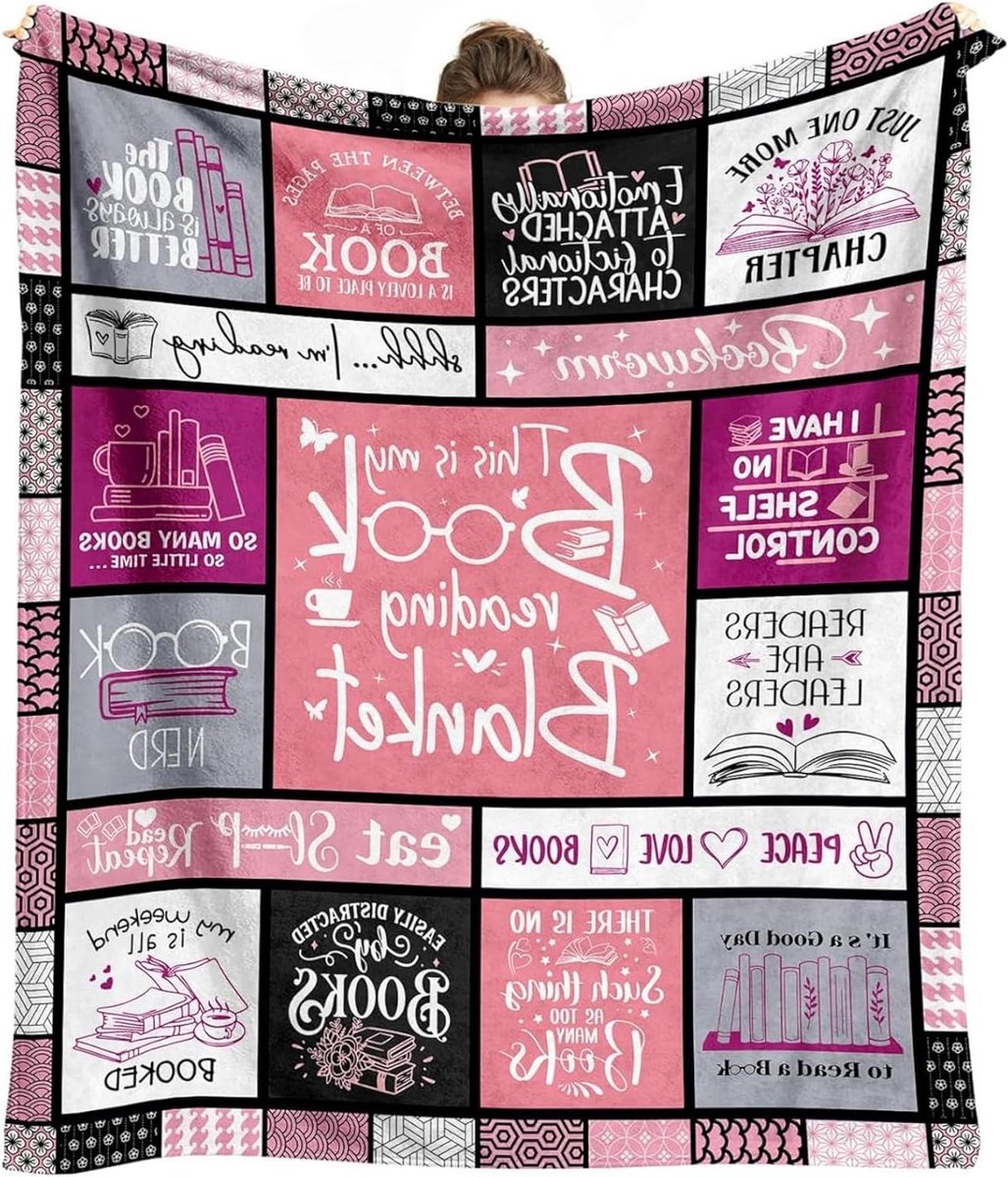 Leesdeken - Boekenwurm deken - Ontspannen met een boek - Zacht flanel materiaal - 100x130cm - Kleurrijk