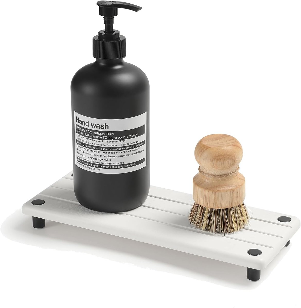 SnelShoppen - Snel Droog Afwas Caddy Keuken Organizer, Diatomiet Steen Vaatdoek Houder, Zeep Dish, Badkamer Countertop Dispenser, Wit, 10" x 4"