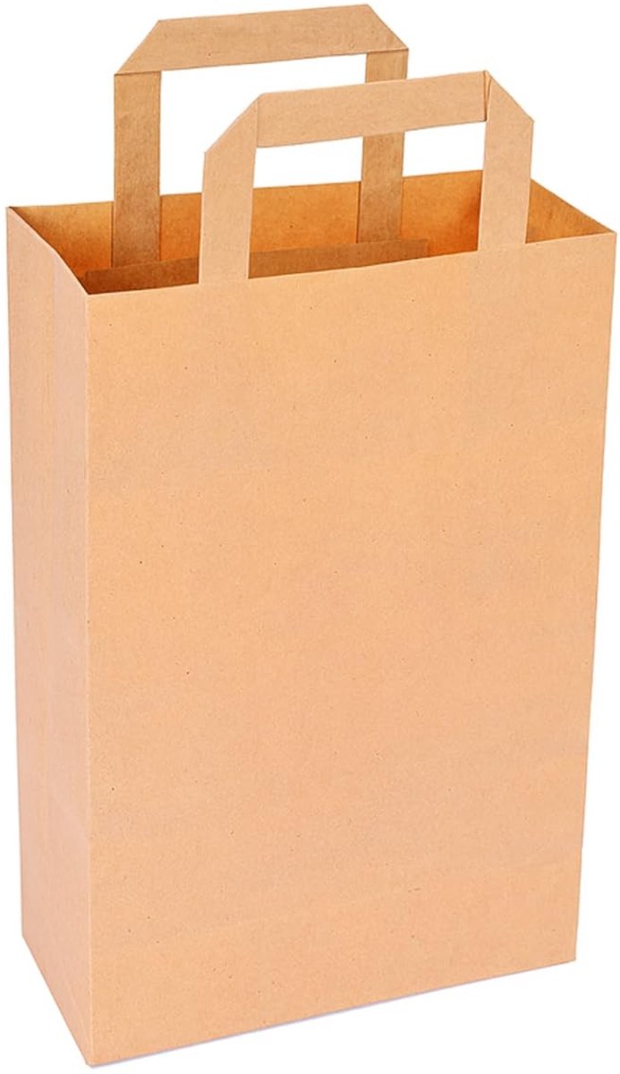 Omgoods - Kraft Papieren Draagtassen met Handvat 11 x 22 x 10 cm - Verpakking van 50 Stuks