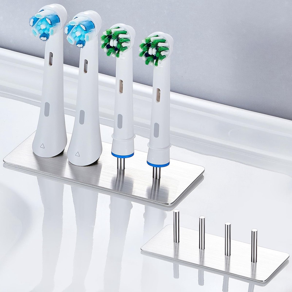 Omgoods - Metalen Tandenborstelhouder - Staande Brush Head Houder - Zilver