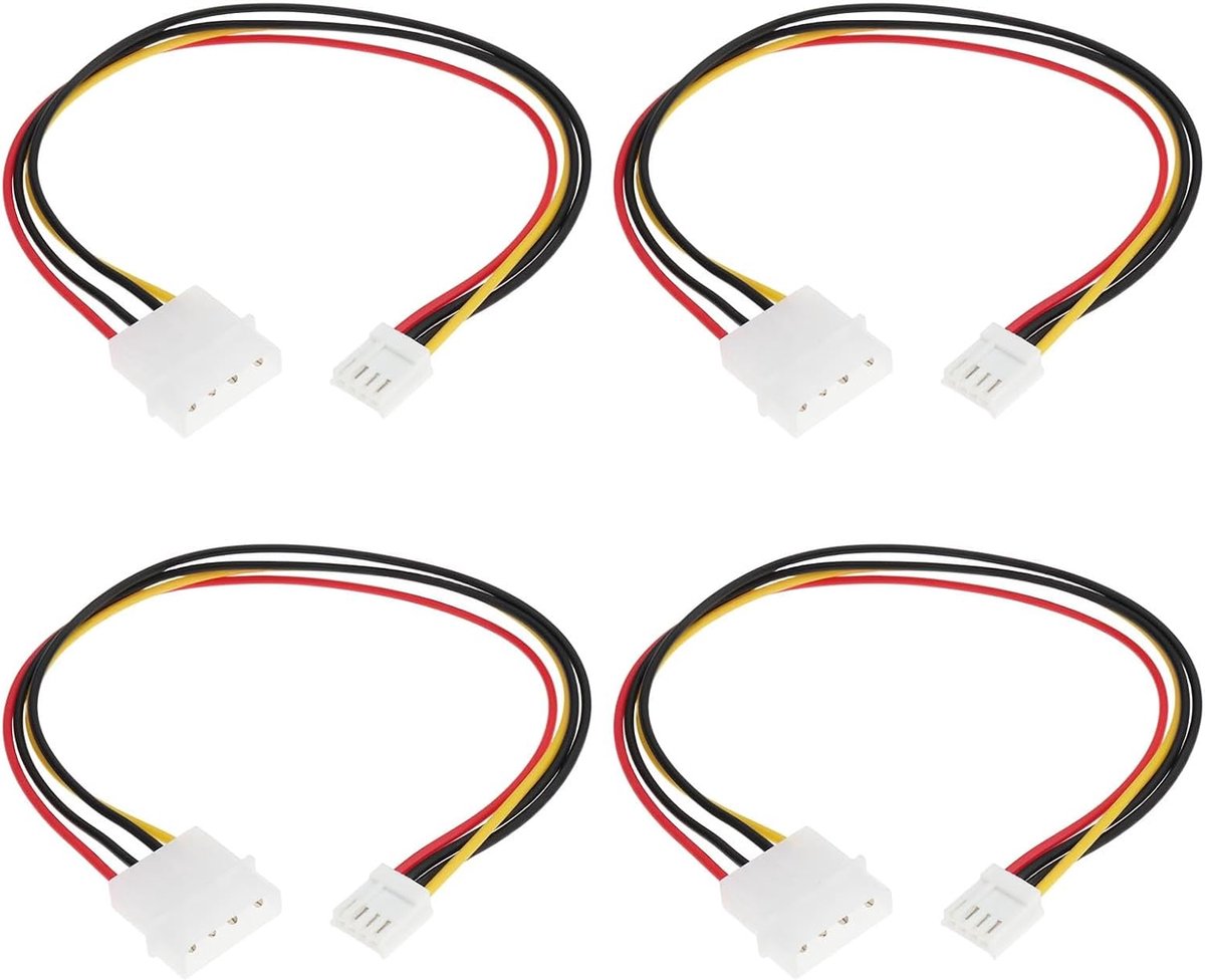 4 STKS 4 Pin Molex Mannelijk naar 4 Pin Vrouwelijke Floppy Power Connector Compatibel met 3,5 Inch Floppy Disk Drive 30cm