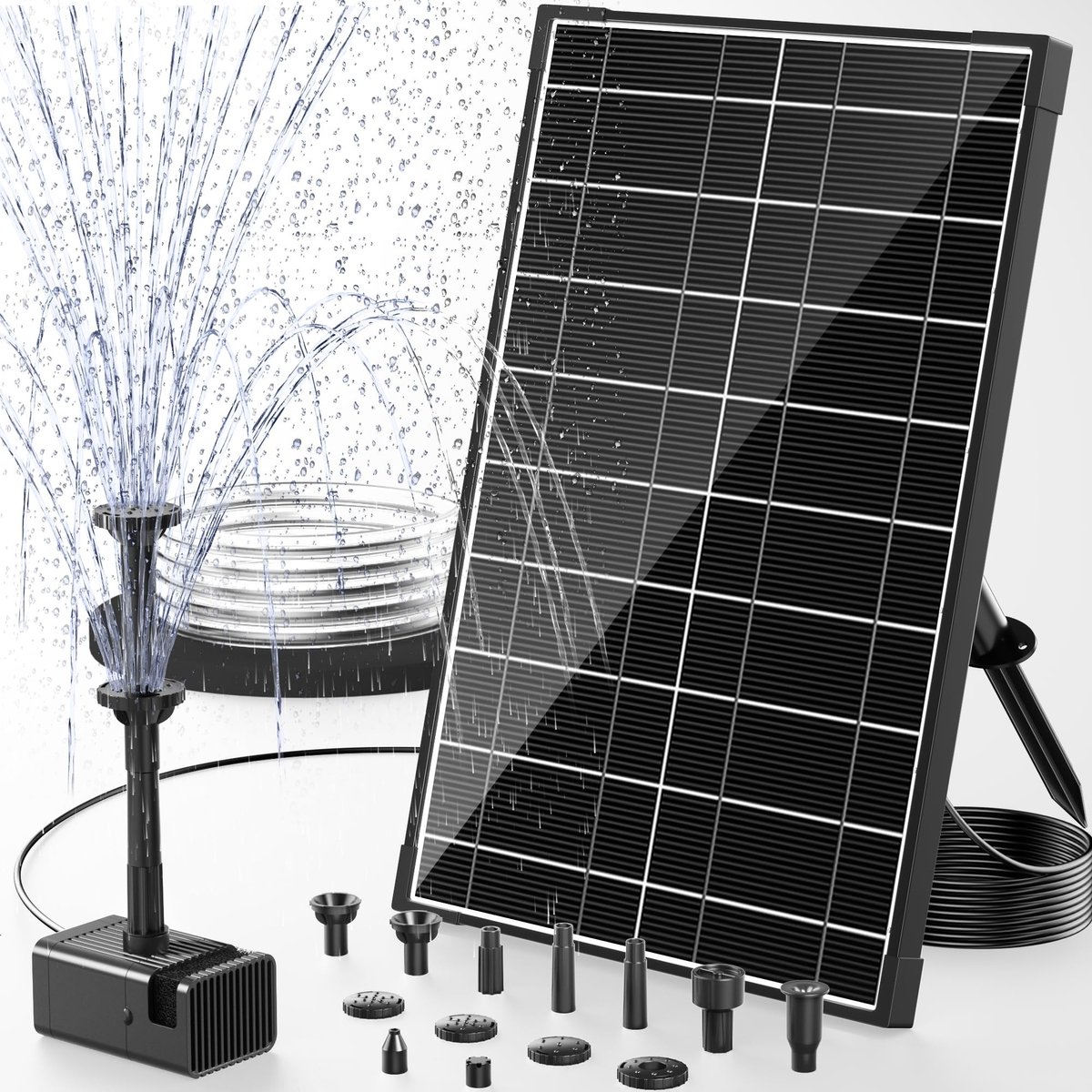 Omgoods - Solar Fountain 8W met Droogloopbeveiliging voor Tuin en Vijver