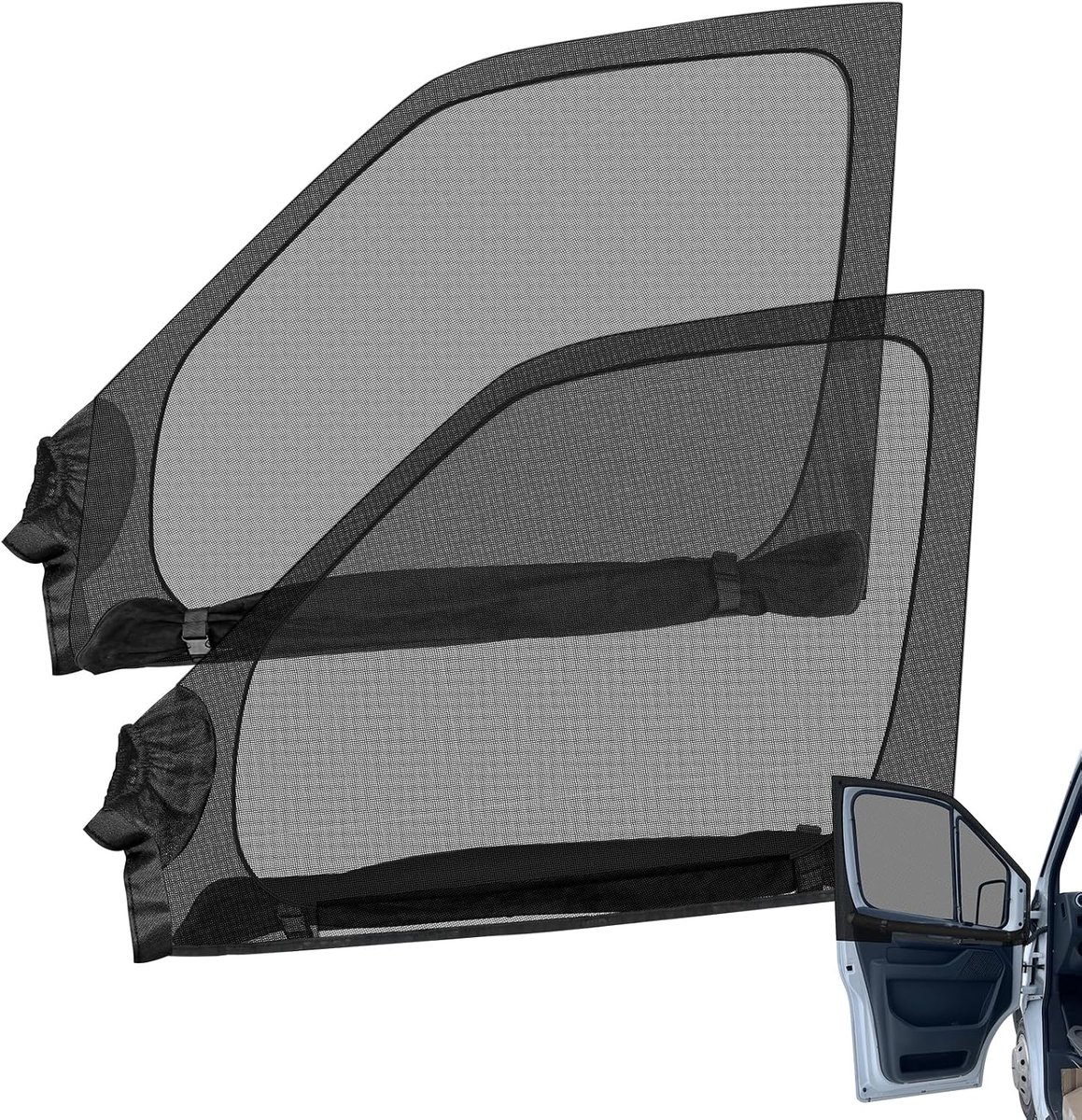 Vervanging voor VW T4 T5 T6 T6.1 T7 California 1990-2025, Magnetisch insectennet voor voordeur (paar) 2 stuks, Tweelagig muggengaas ademend voor outdoor camping