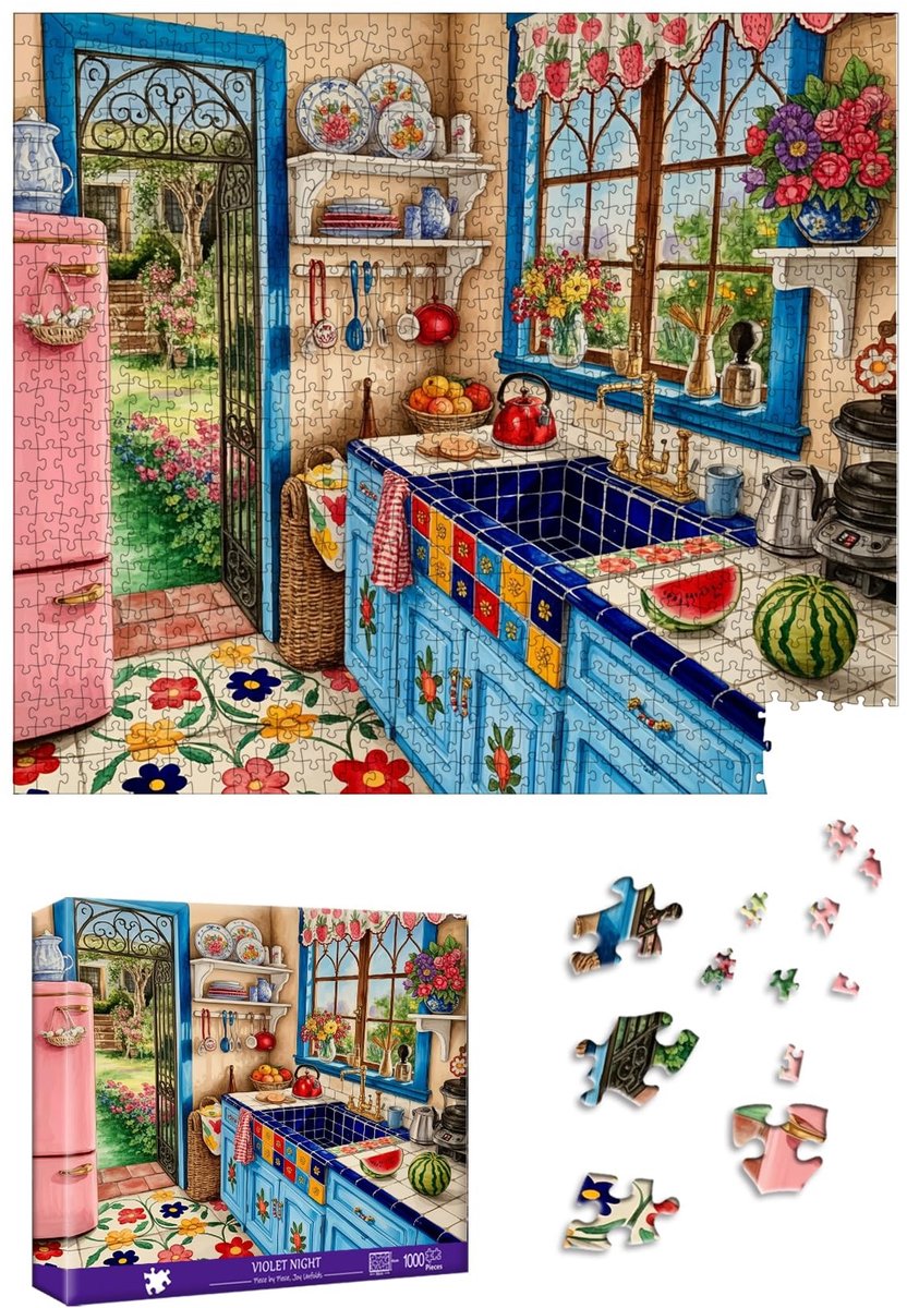 Omgoods - 1000-delige puzzel, zonnige keuken - Speciale vorm