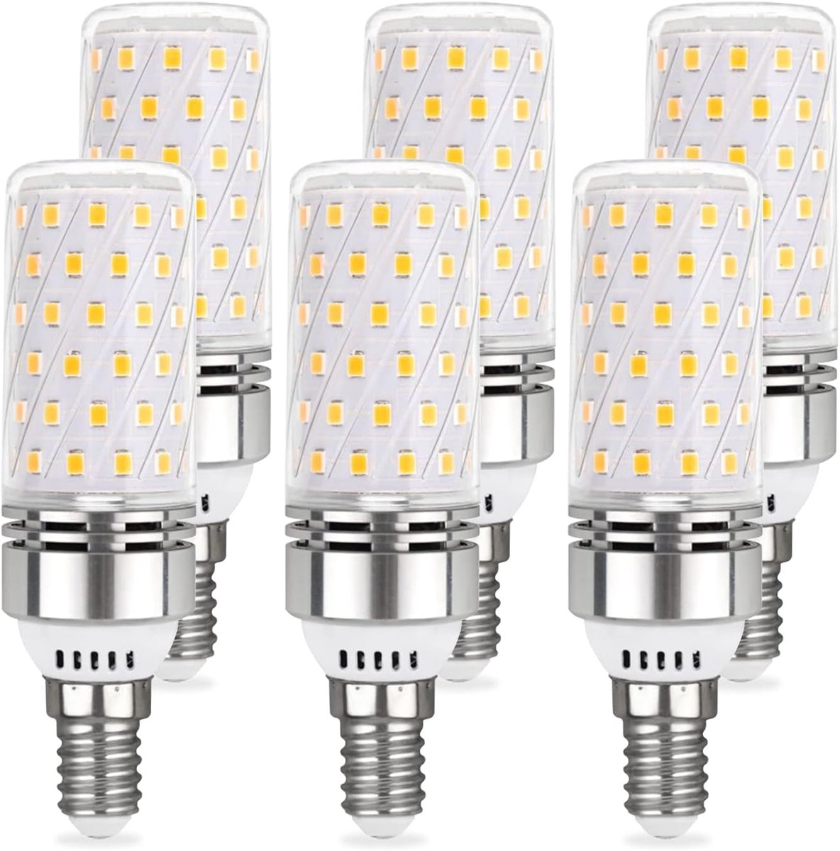 E14 LED 12W koud wit 6000K, 1450LM, niet dimbaar, vervangt E14 100W halogeenlamp, 360 graden licht, staafvorm maïslamp, maïskolf led E14 koud wit voor plafondlamp, 6 stuks
