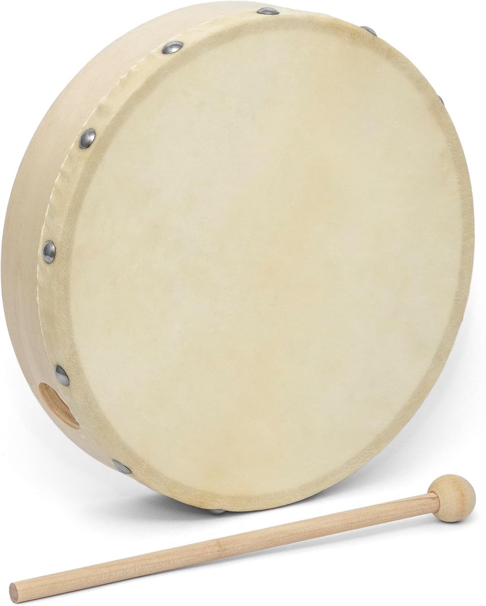 ritme handtrommel 8" met klopper | Vooraf gestemde frametrommel van 8 inch, inclusief klopper, ideaal voor ritmeoefeningen en muzieklessen.