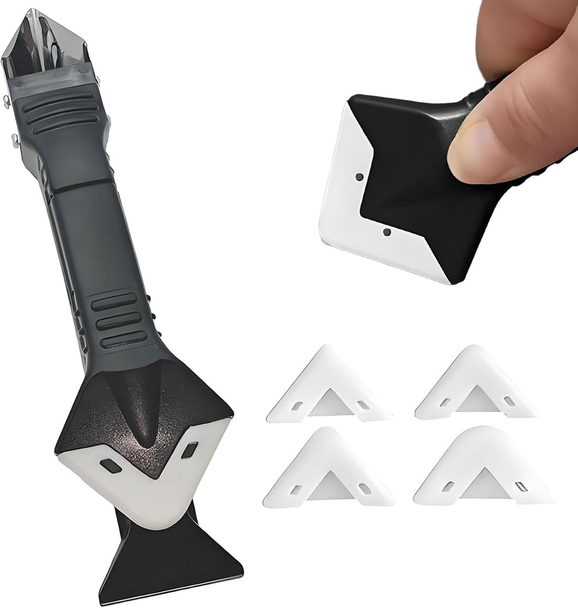 gereedschapsset voor siliconen badgereedschap, verwijderaar, verwisselbare Caulk afdichtingsmondstukken, instelgereedschap raam, voor gebogen siliconenreiniger