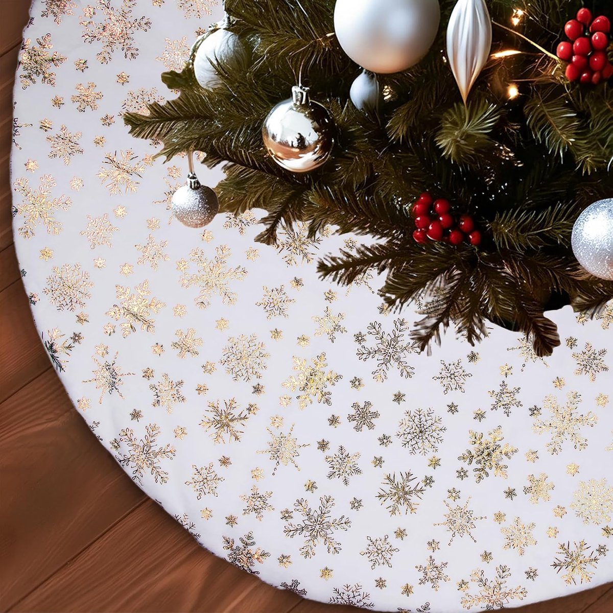 Kerstboomdeken, 90 cm, mooie kerstboomrok, zachte kerstboomdeken, rond, kerstversiering, dennenboomdecoratie, mooie deken voor de kerstboom