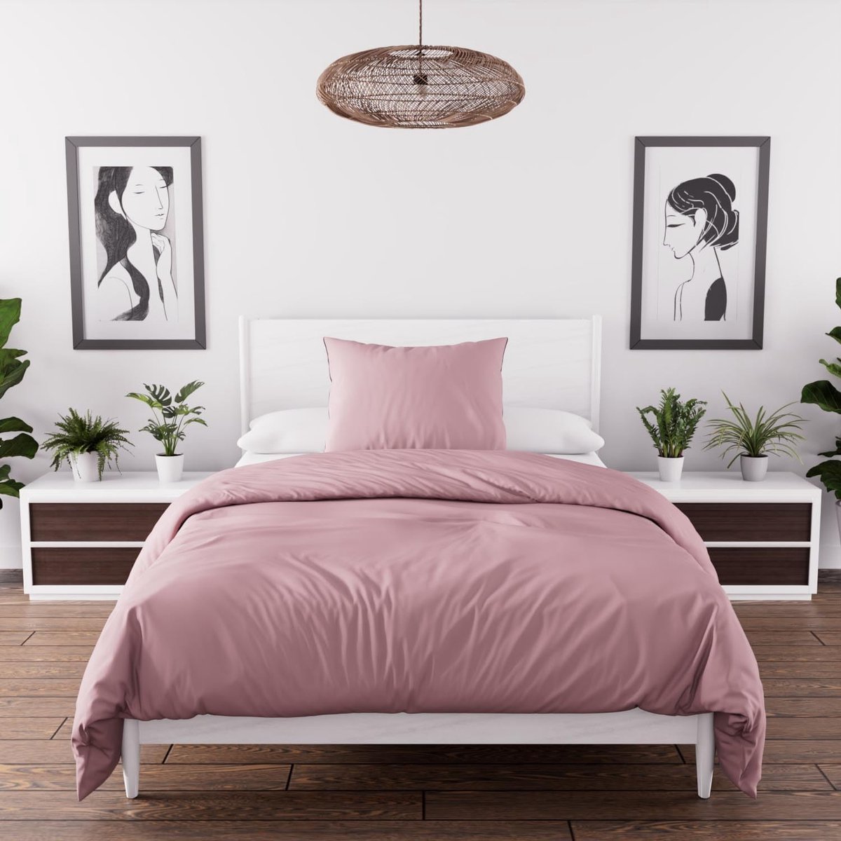 Bohemen Set Omslag van Dekbed, Roos, 140 x 200 cm