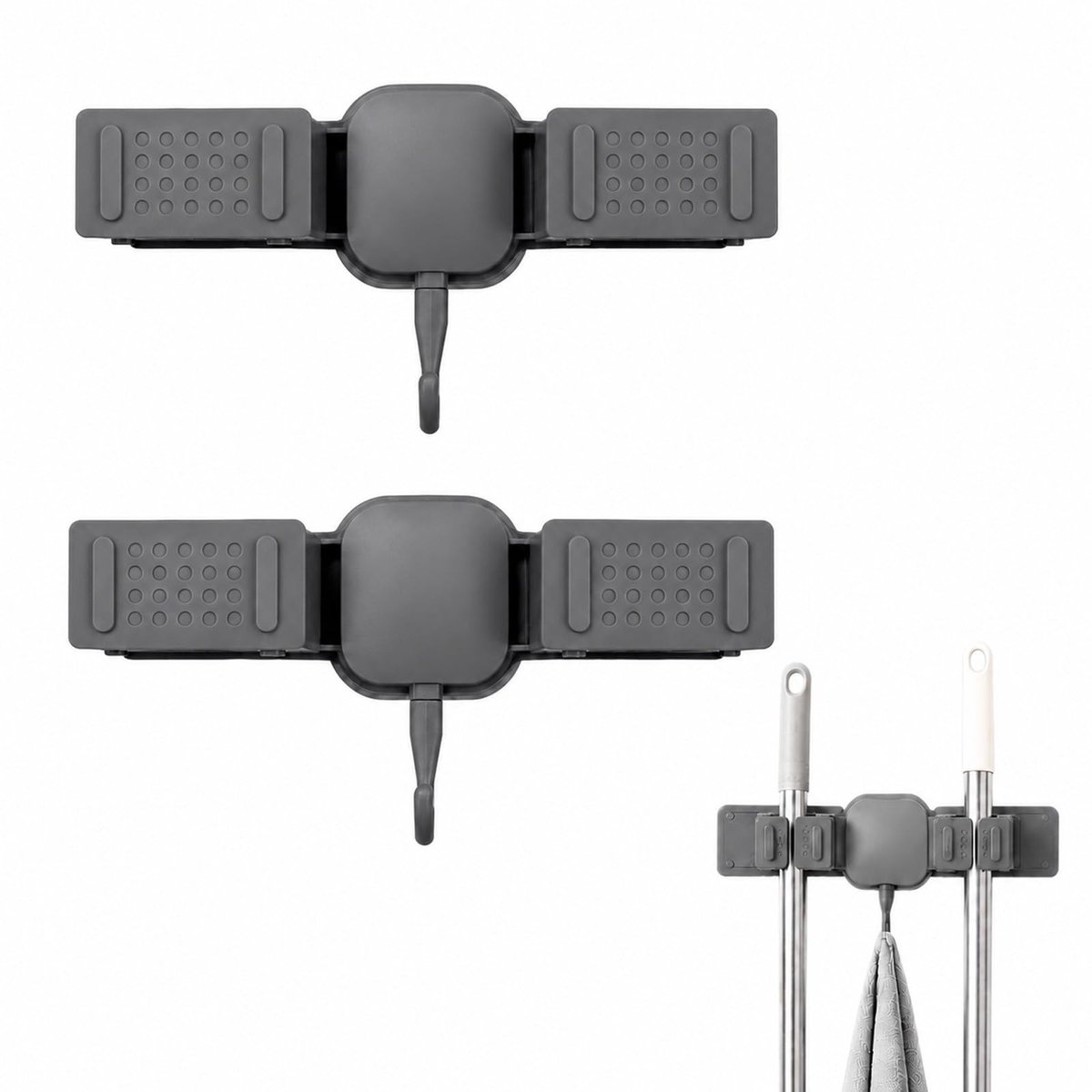 Omgoods - Wandhouder voor Gereedschap - Broomcabinet 2-delige Set met Zuignappen