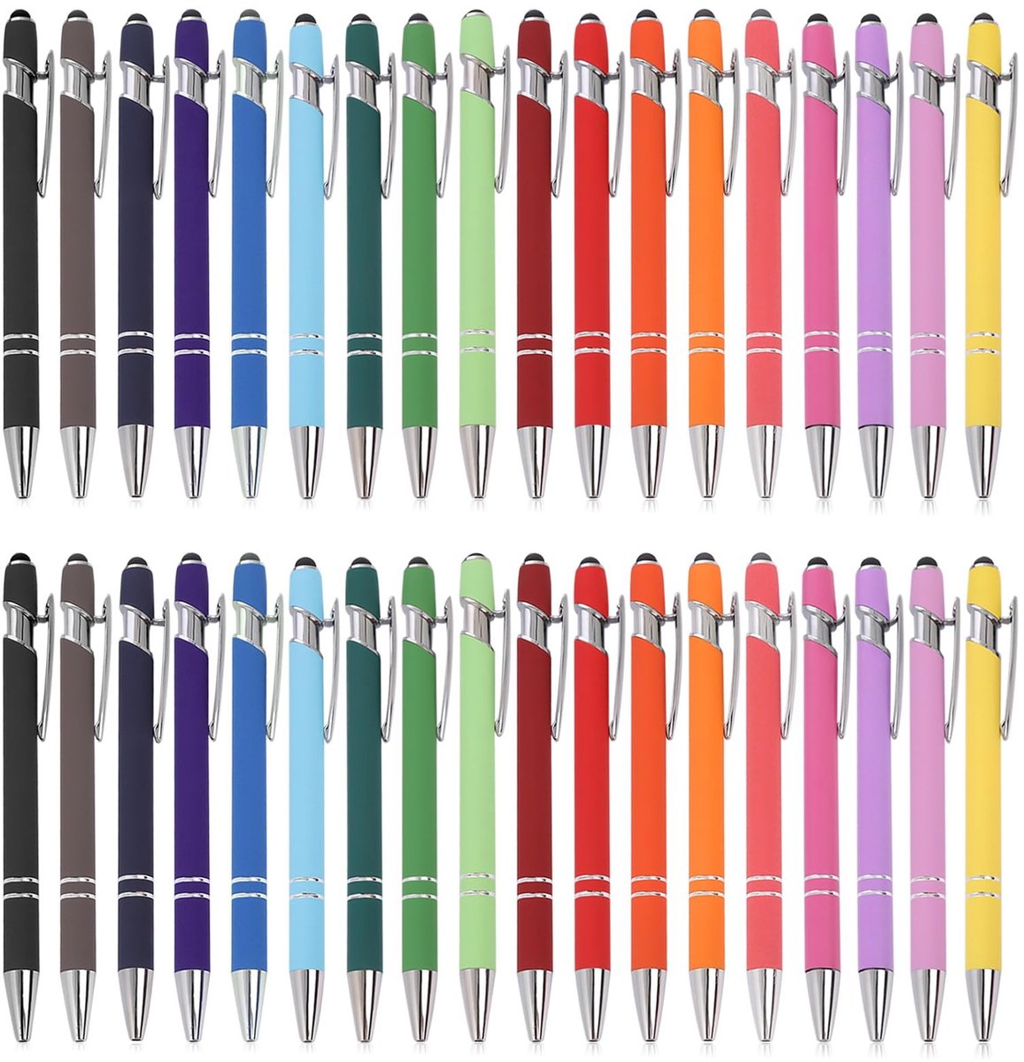 Omgoods - 36-delige Balpen Set - Hoge Kwaliteit, Inklapbare Metalen Balpennen in Diverse Kleuren