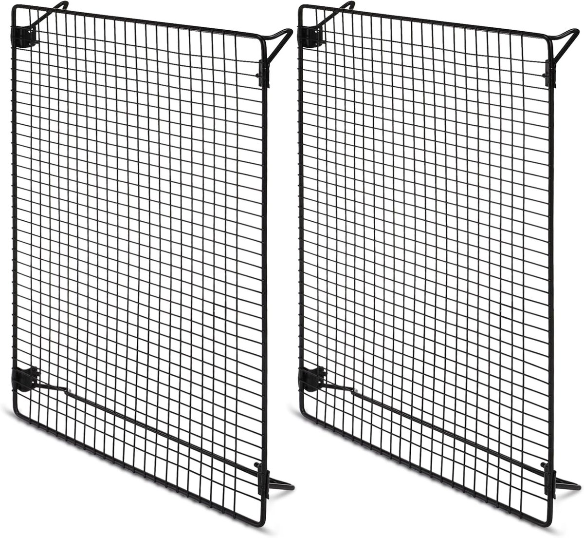 2 stuks koelrek stapelbaar met inklapbare opvouwbare poten voor koken roosteren drogen grillen - 44 x 30 x 5 cm, zwart