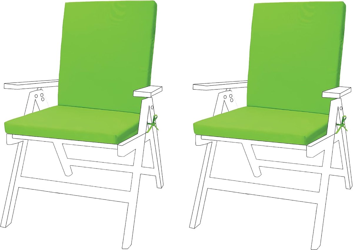 Tuin Premium stoelzitkussen | Veilige stropdassen snaren en elastische trekhaak aan de achterkant | Waterbestendig | Geschikt voor binnen en buiten (2 stuks, kalk)