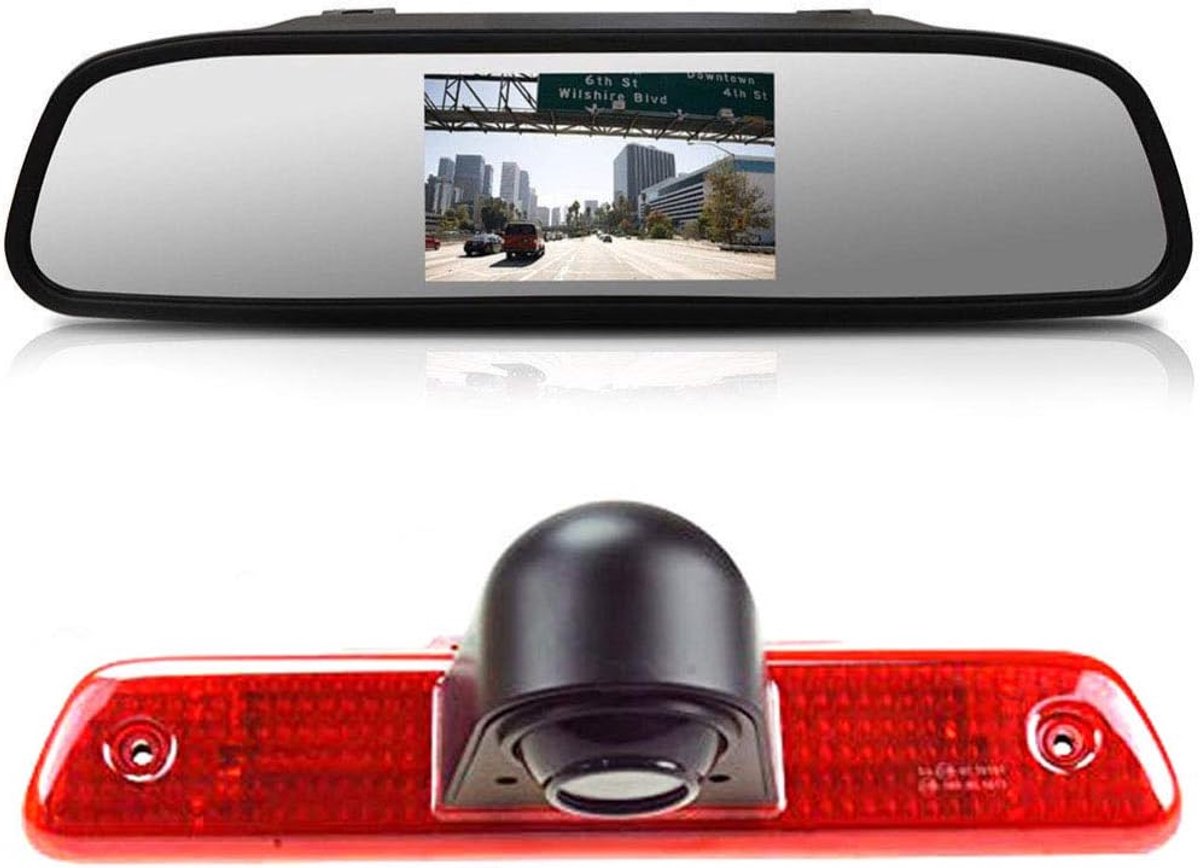 SnelShoppen - Achteruitrijcamera met remlicht voor Peugeot Expert, Fiat Scudo, Citroen Jumpy - HD CCD, 170° groothoek, waterdicht, stofdicht, antiklap