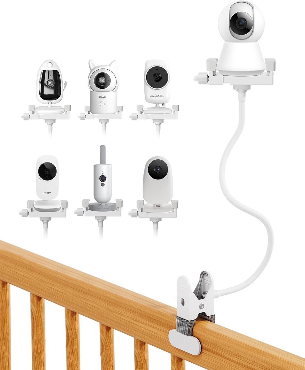 Universele babyfoonhouder - Flexibele standaard - Baby in de gaten - Boorvrije montage - 30 cm lengte - Zwart