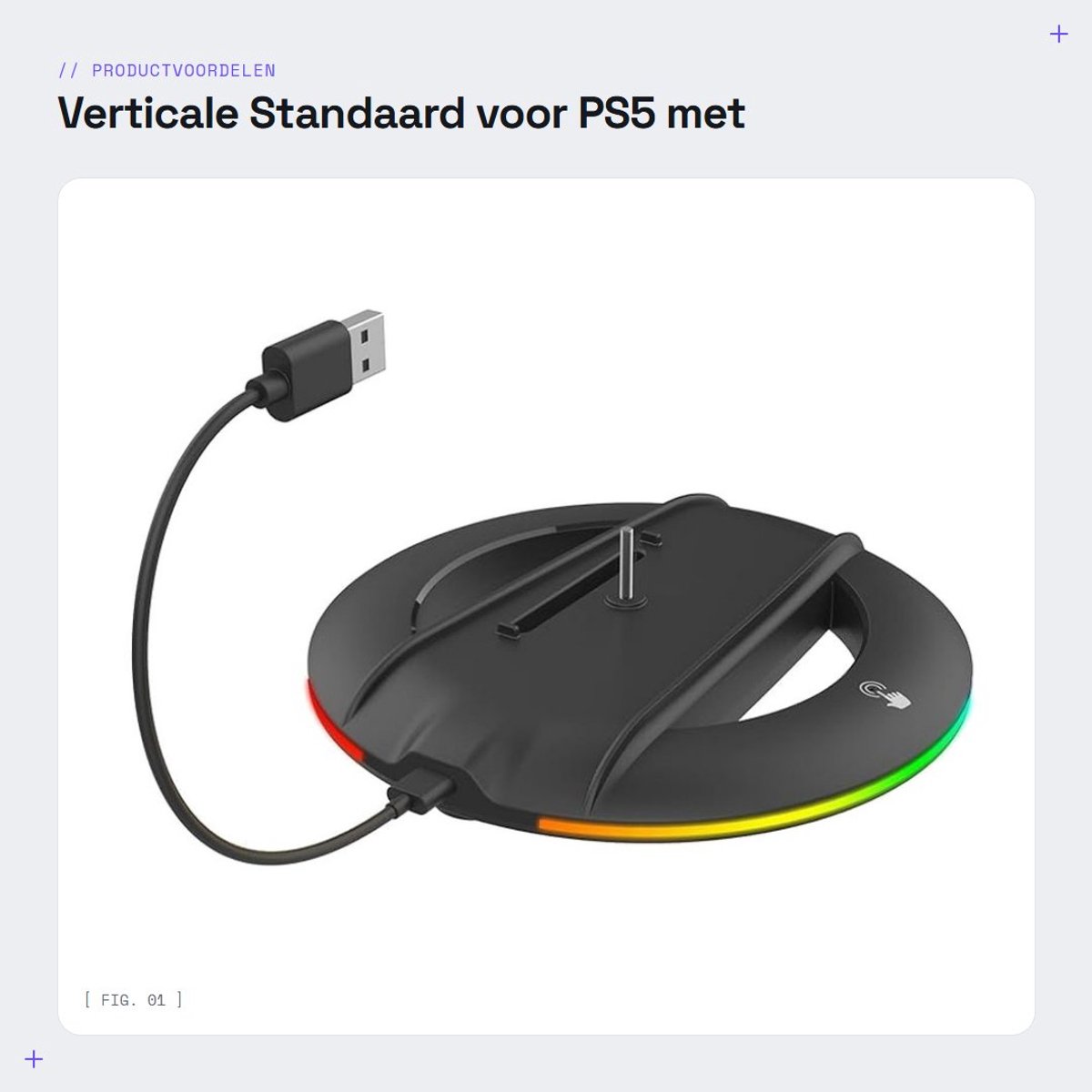 Dailygoods- Verticale Standaard voor PS5 - Verstelbaar - 14 RGB-lichtmodi - Antislip-pads - Warmtedissipatie - Zwart - 165x165x20mm - Consolehouder