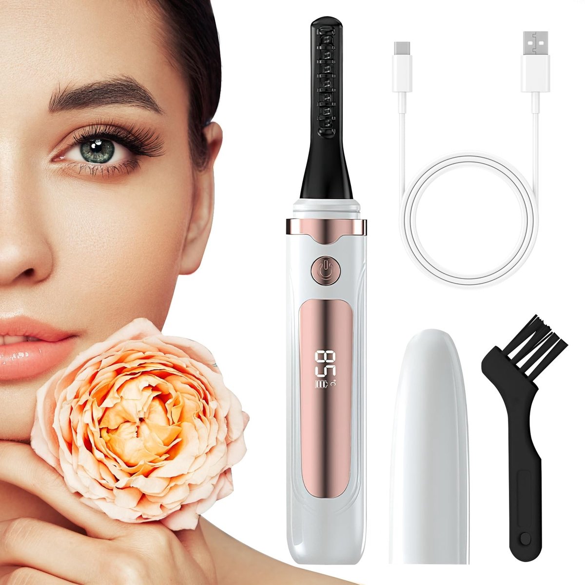 Dailygoods - Elektrische wimpertang - Verwarmde wimperkruller - Snel opwarmend - Inclusief USB-oplaadkabel - 4 Temperatuurmodi - Geschikt voor alle wi...