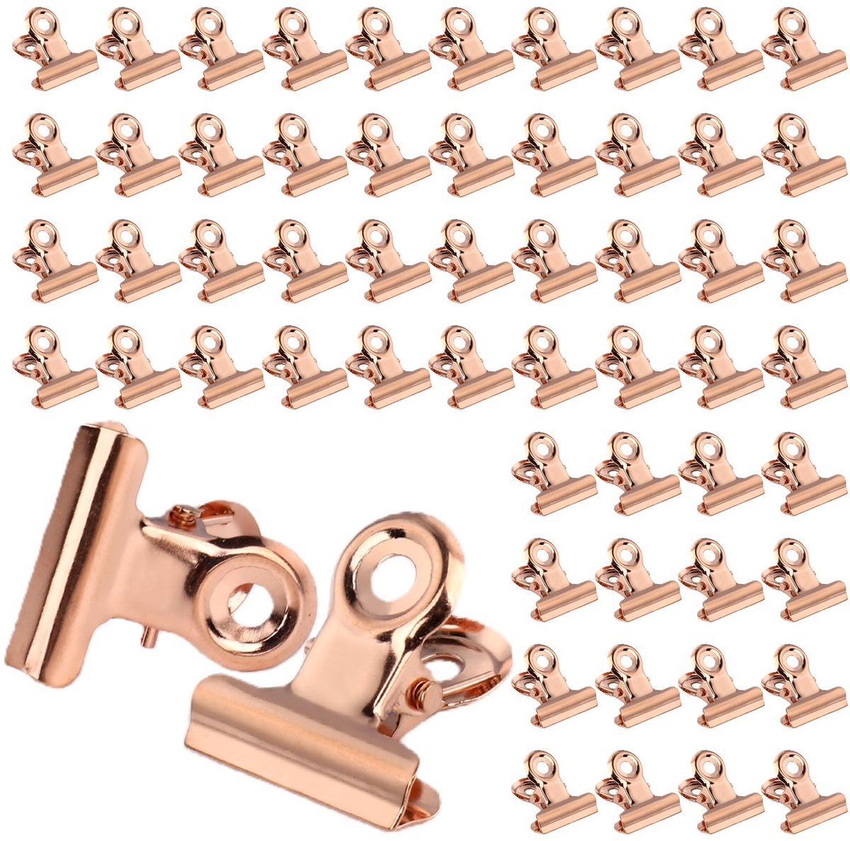 Dailygoods- Papierklemmen 80 Stuks - Metalen Bulldog Clip - Multifunctionele Scharnierklem - 22 mm - Roségoud - Hoogwaardige Materialen - Bindclips