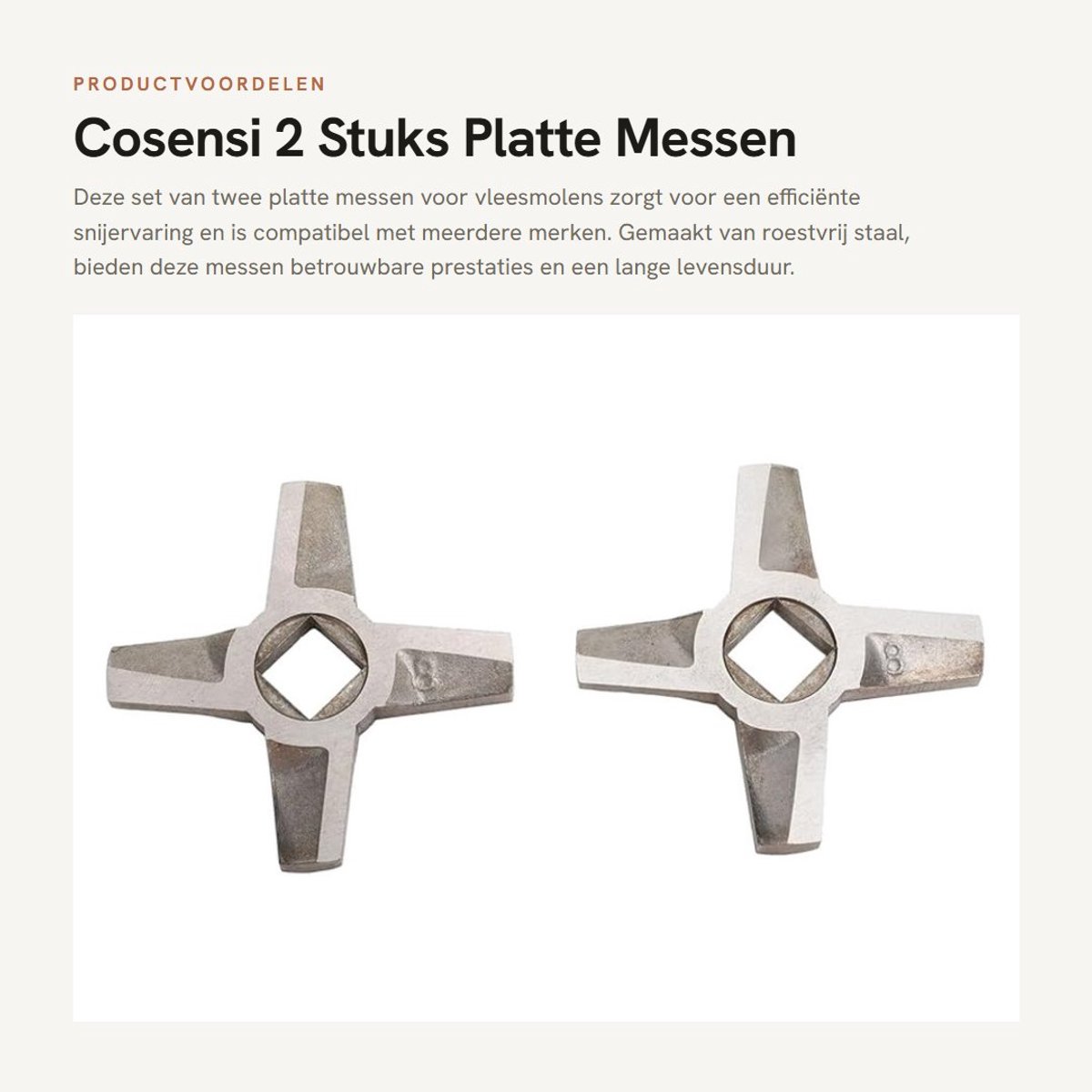 Dailygoods- Vleesmolen Mes 2 Stuks - Roestvrij Staal - Platte Messen - Vervangingsaccessoires - Compatibel met Meerdere Merken - Betrouwbare Prestaties
