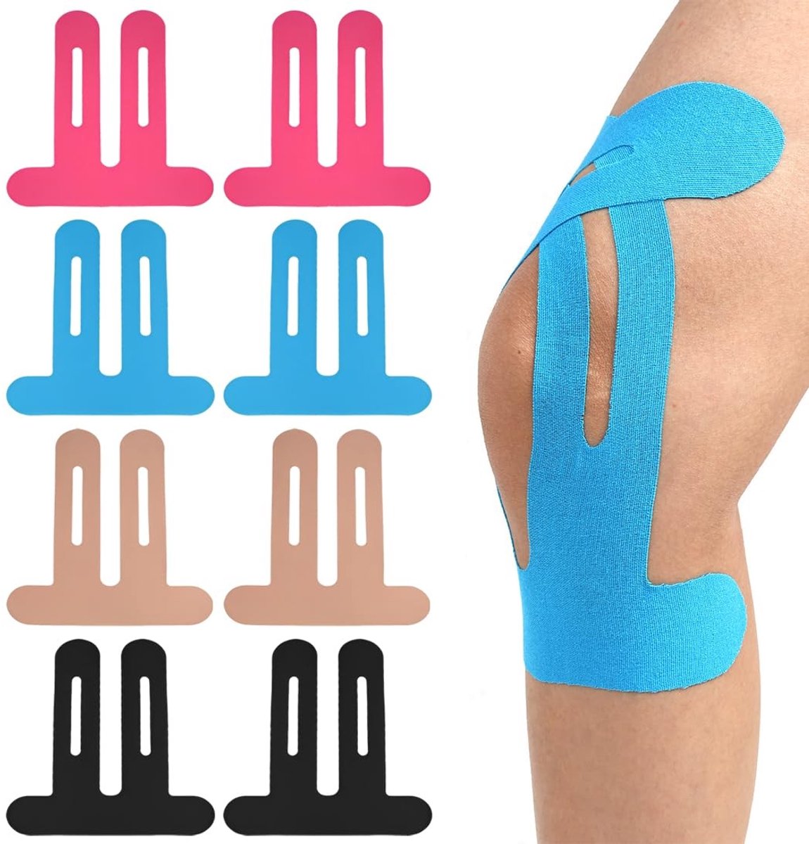 Dailygoods- Kinesiotape Voorgesneden - 8 Stuks - Waterdichte Fysiotape - Sporttape Knie - Verstelbare Elasticiteit - Sterke Grip