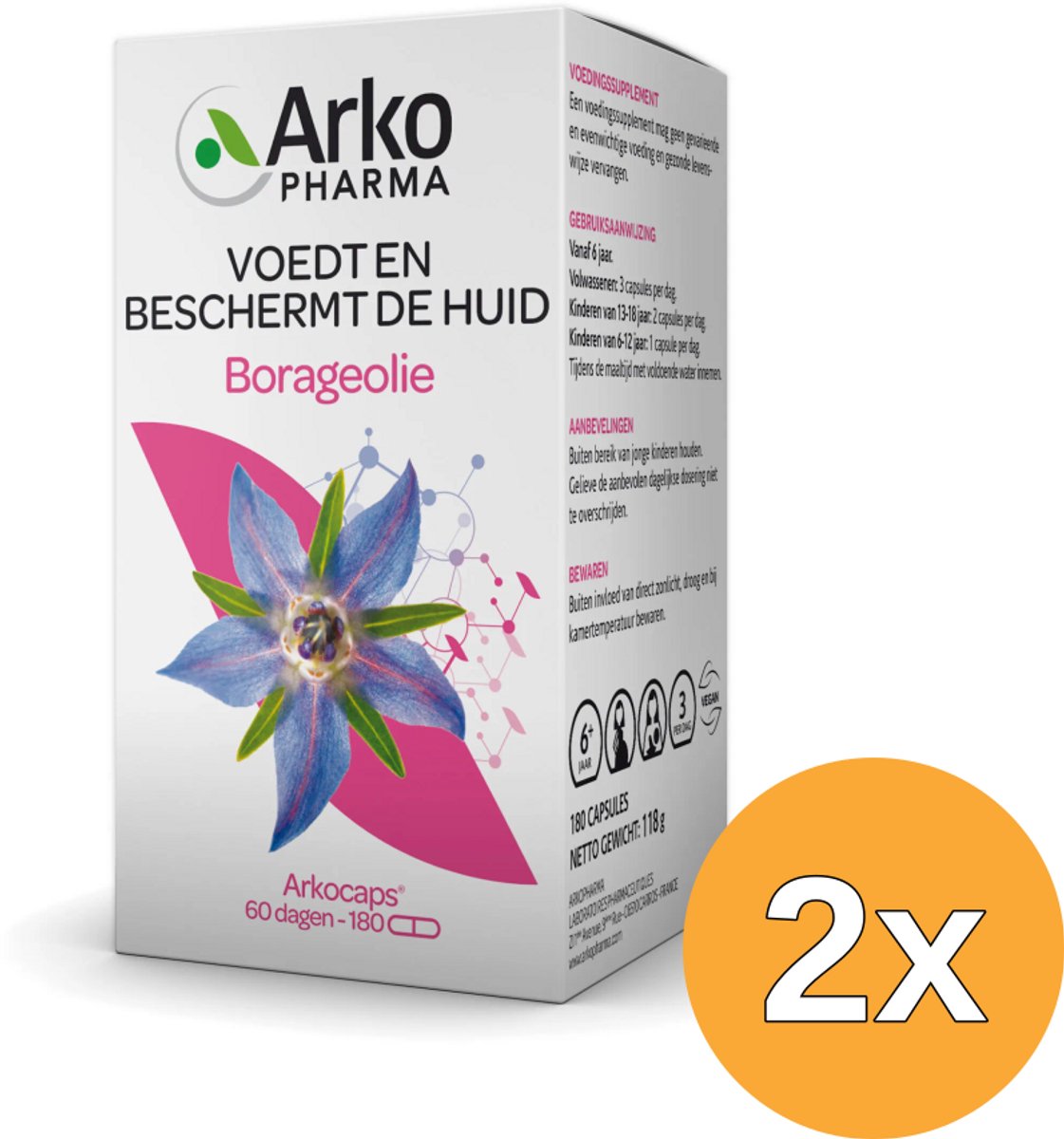 2x Arkocaps Borage Olie (180 capsules)