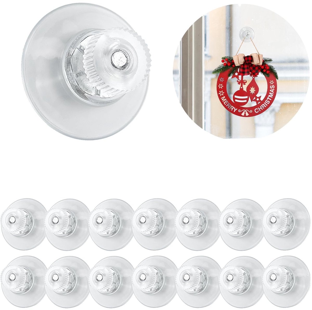 Dailygoods- Zuignap extra sterk - 14 stuks - diameter 25 mm - pvc - transparant - zonder boren - schroefdraad M5 - Zuignappen