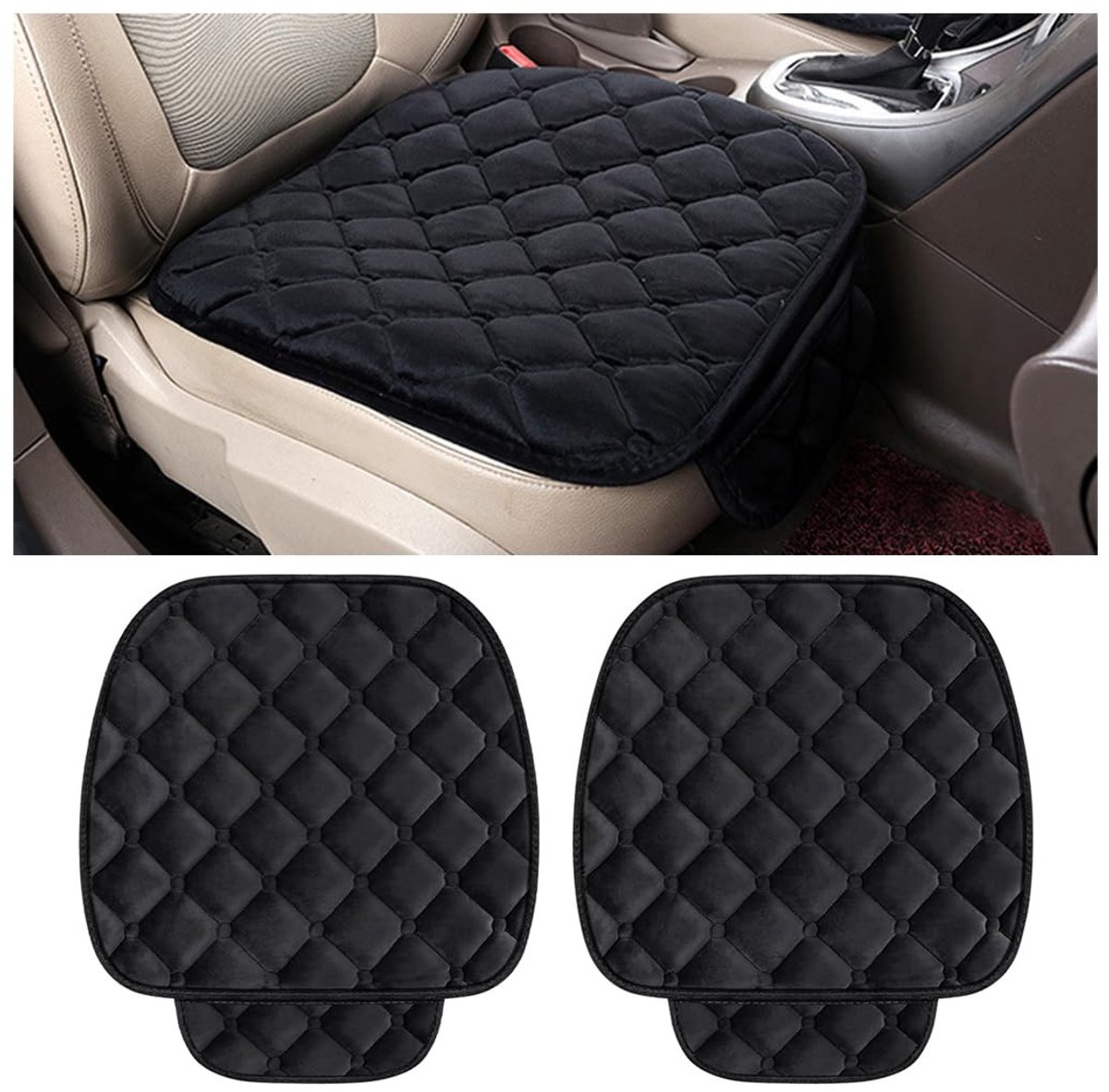 Dailygoods- Autostoelhoezen Universeel - 2 Stuks - Zacht/Comfortabel - Antislip/Waterdicht - Slijtvast/Krasbestendig - Voorstoel Kussens - Stoelhoes