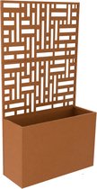 Tuinscherm Bernalda met plantenbak op wielen 146x83x31 cm bruin casa.pro
