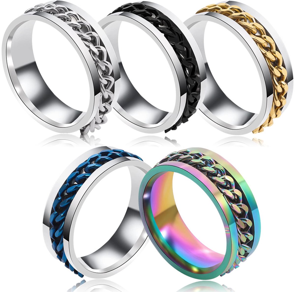 Ring, 5 stuks roestvrij staal bieropener ring, draagbare vingerringen flesopener, titanium stalen ring, 19/20/21/22/23 mm binnendiameter