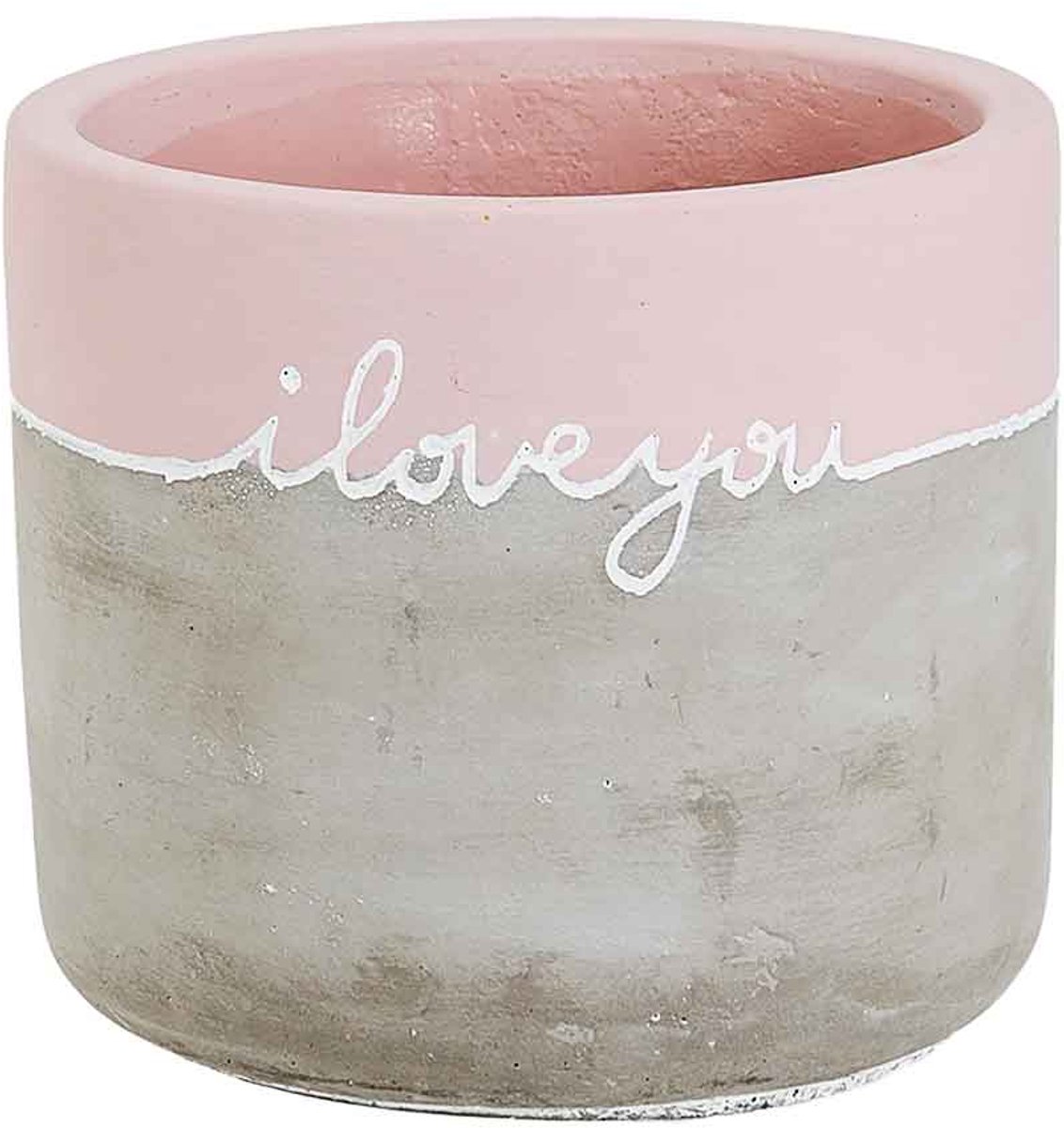 Cosy @ Home Bloempot Pink Border I Love You Grijs 8x