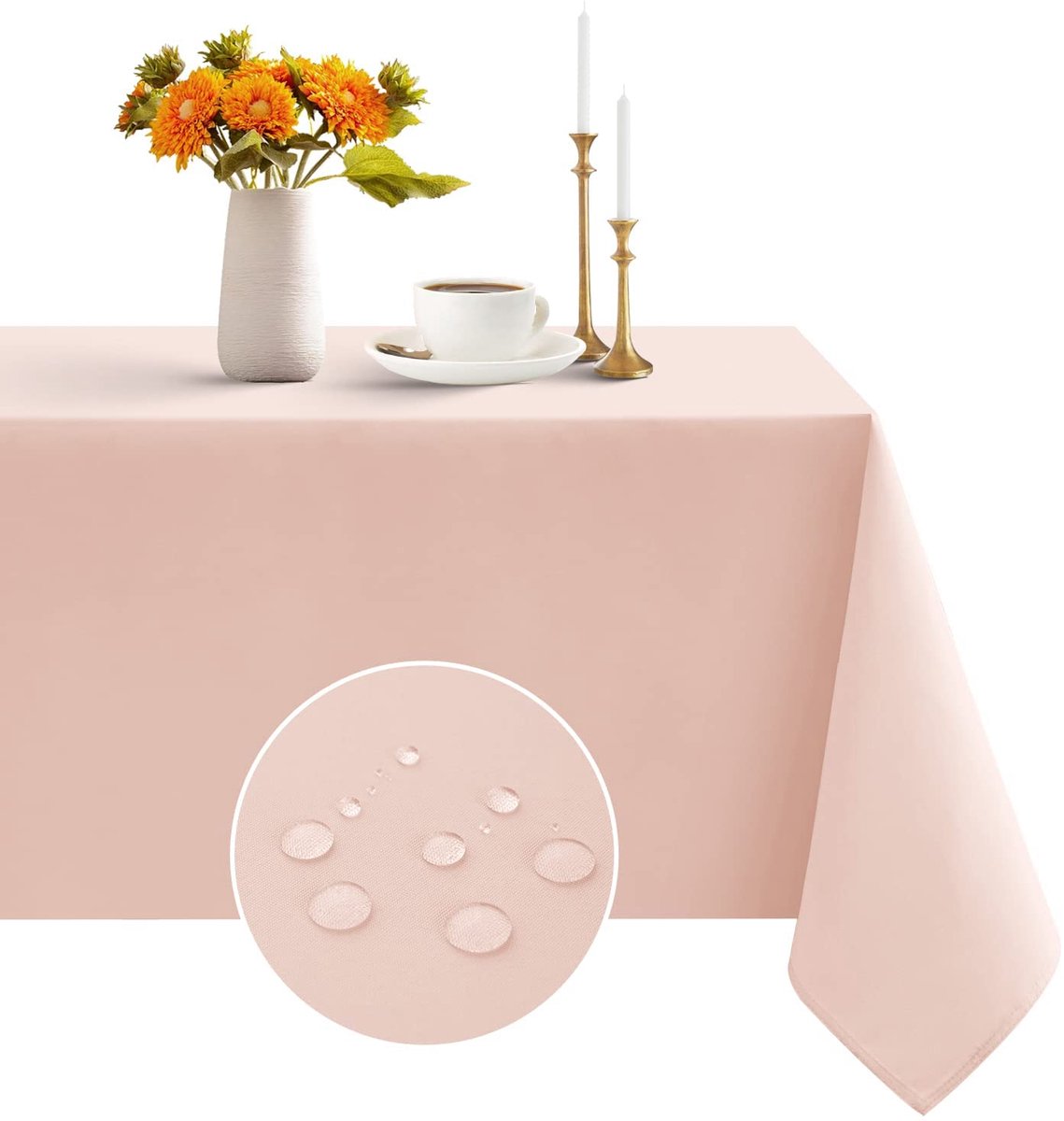 Tafelkleed roze, 100 x 140 cm, outdoor, rechthoekig, lente, afwasbaar, waterafstotend, tafelkleed voor eettafel, keuken, tuin, balkon, verjaardag, bruiloft, Pasen, zomer, vrouwenfeest