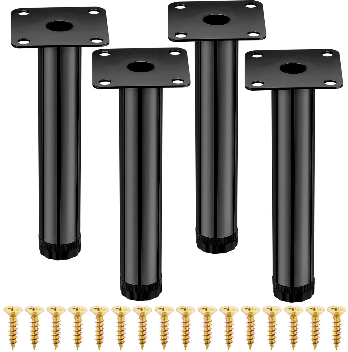 4 PCS Meubels Benen, Moderne Metalen Bankpoten, 18 cm Verstelbare Meubels Voeten, Bankpoten set van 4 Voor Kast Keuken Planken Banktafel Stoel Bureau Kast (Zwart)