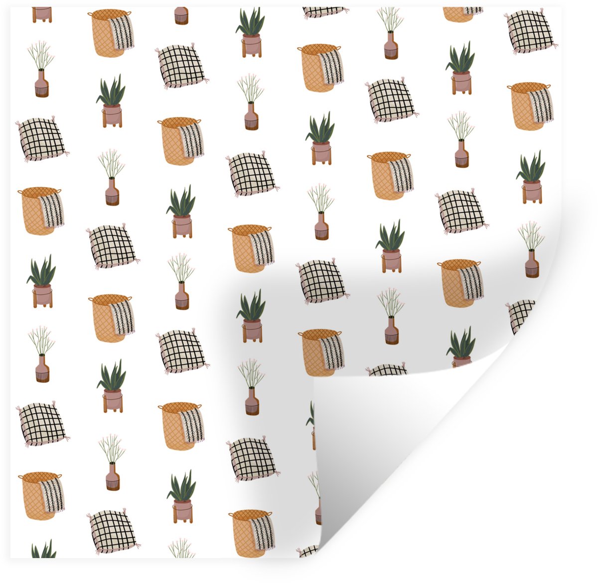 Muurstickers - Sticker Folie - Woonkamer - Patroon - Voorwerpen - 120x120 cm - Plakfolie -