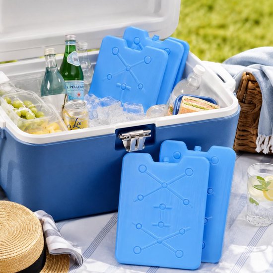 Excellent Houseware Koelelement Ice Pack - 2x - blauw - plat - polyethyleen - 900 gram - 32 x 25 x 1 cm - schijf van Excellent Houseware — afbeelding 2