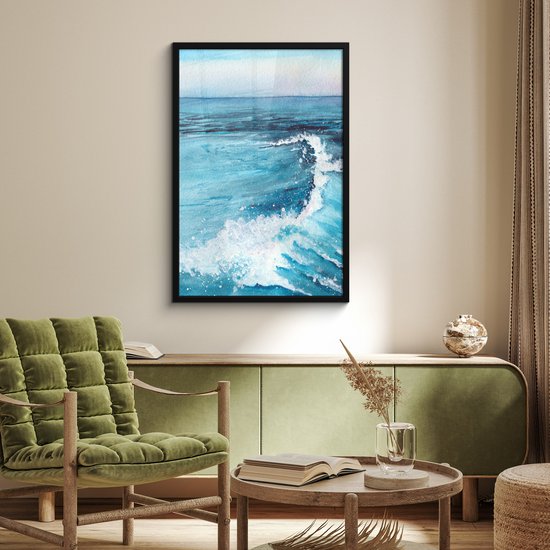 Cadre photo avec poster - Mer - Golf - Aquarelle - 60x90 cm - Cadre poster