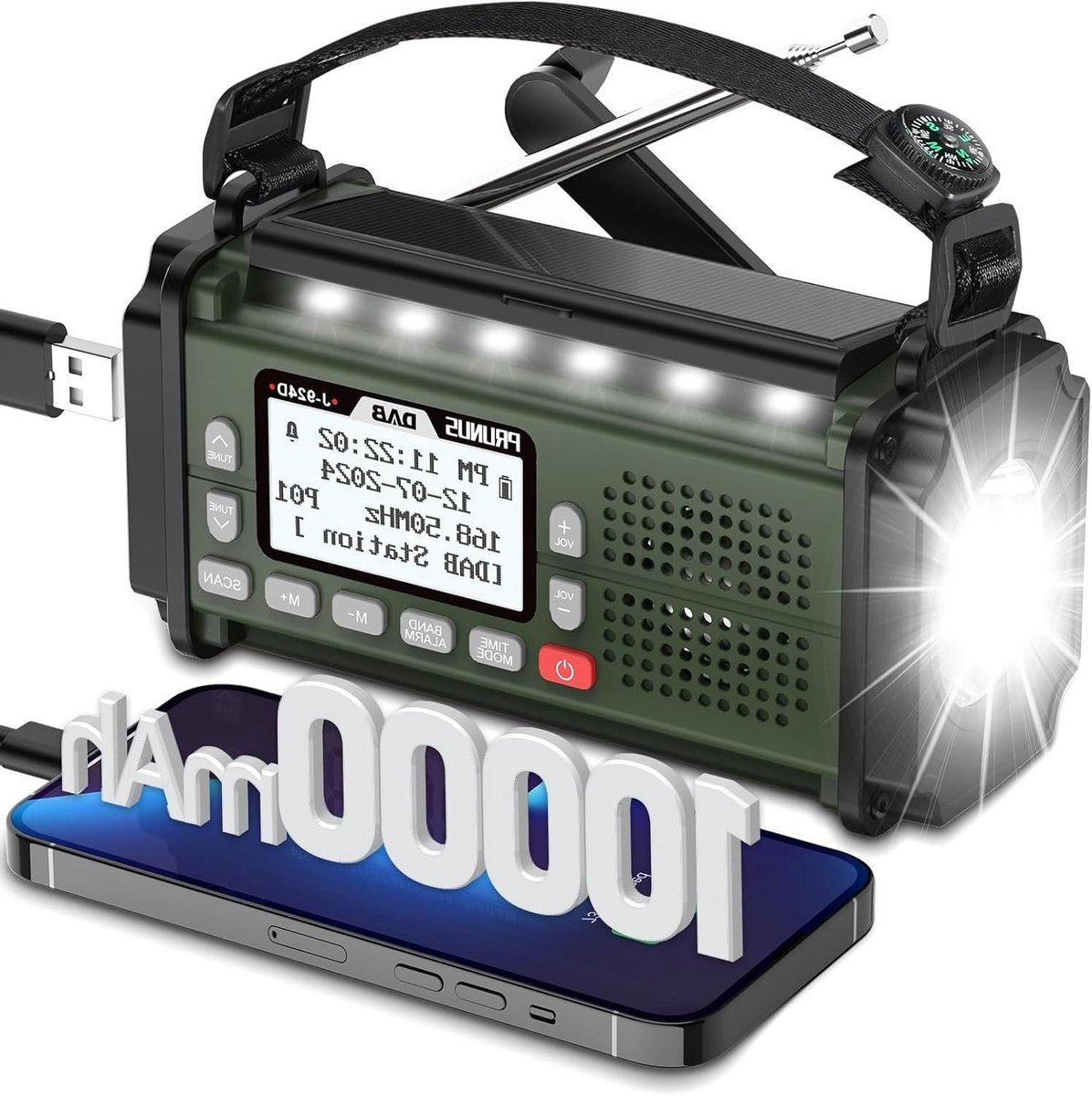 DAB Radio Noodradio - Draagbare Radio Noodgevallen - Noodsituaties Kamperen - 10000mAh Batterij Zaklamp