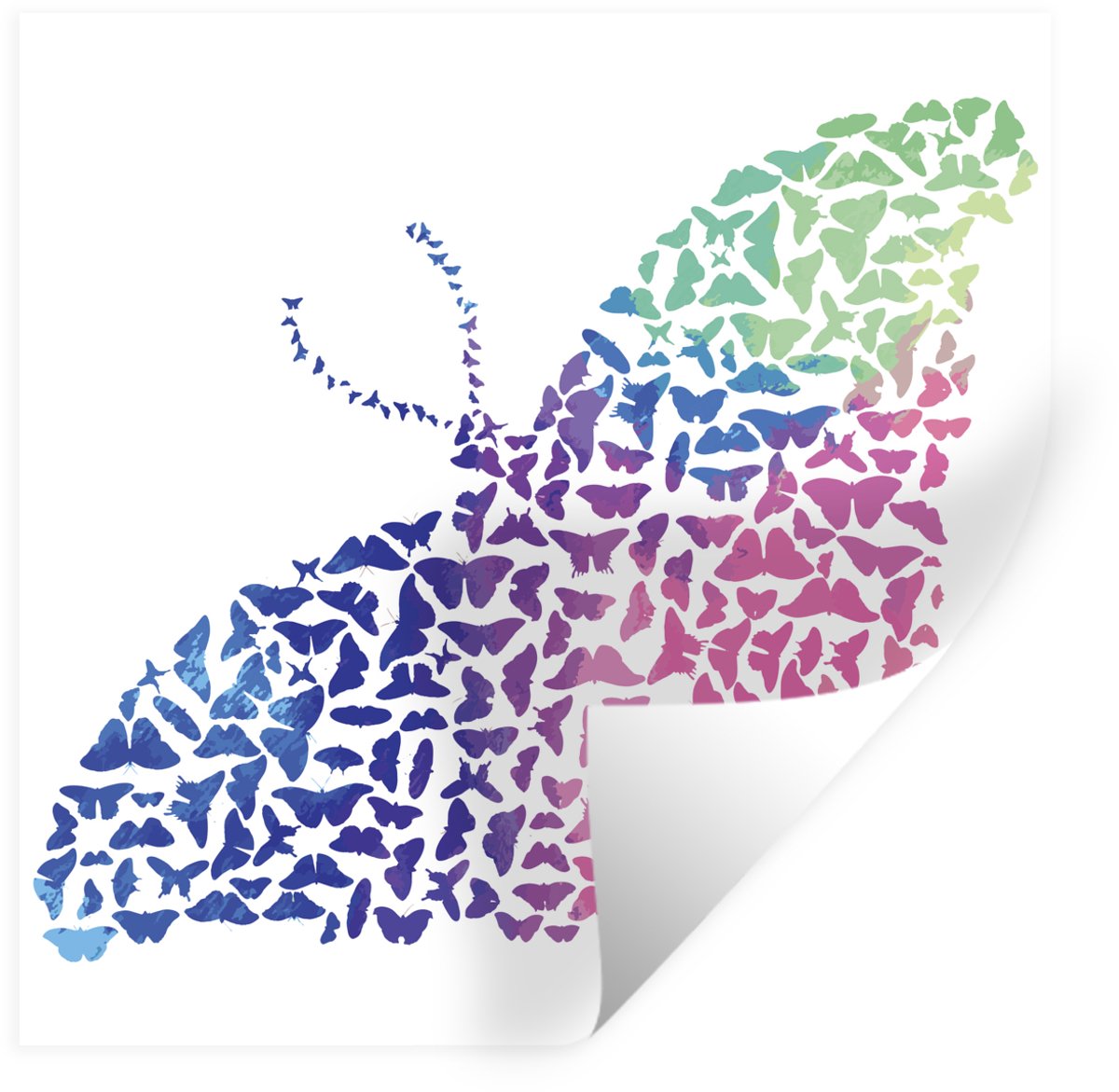 Muurstickers - Sticker Folie - Een illustratie van een vlinder op een witte achtergrond - 