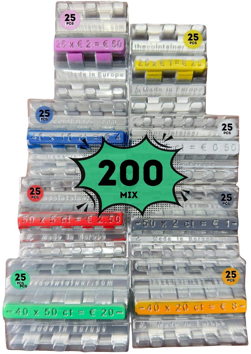 Dailygoods- Blisterverpakkingen 200 stuks - Munthouder 1 euro - Munthouders zelfklevend - Veilig opbergen - Antiuitswisbare tape - Perfect voor retailers