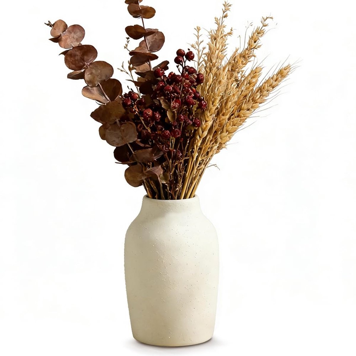 Dailygoods - Moderne keramische vaas, 17,8 cm, boho-decoratie en minimalistisch, bruiloft, deeltjesoppervlakteontwerp voor open haard, slaapkamer, keuken, woonkamer, tafeldecoratie, bureau (wit)