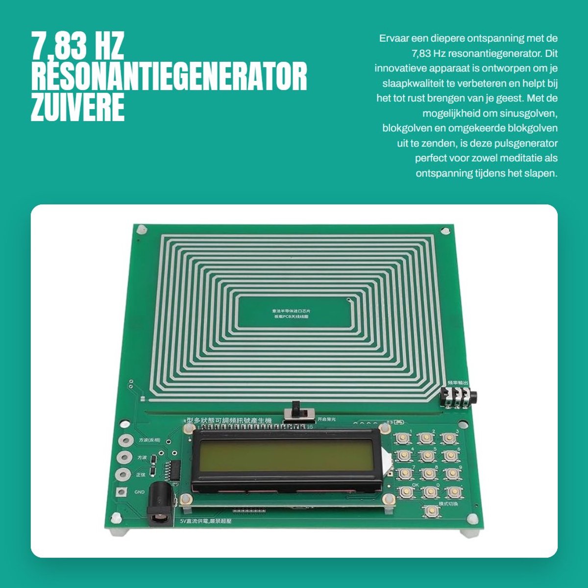 Dailygoods - 7,83 Hz resonantiegenerator - Zuivere Sinusgolf pulsgenerator - Verstelbare en oplaadbare audioresonator - Verbeter de slaaprelexatie - G...